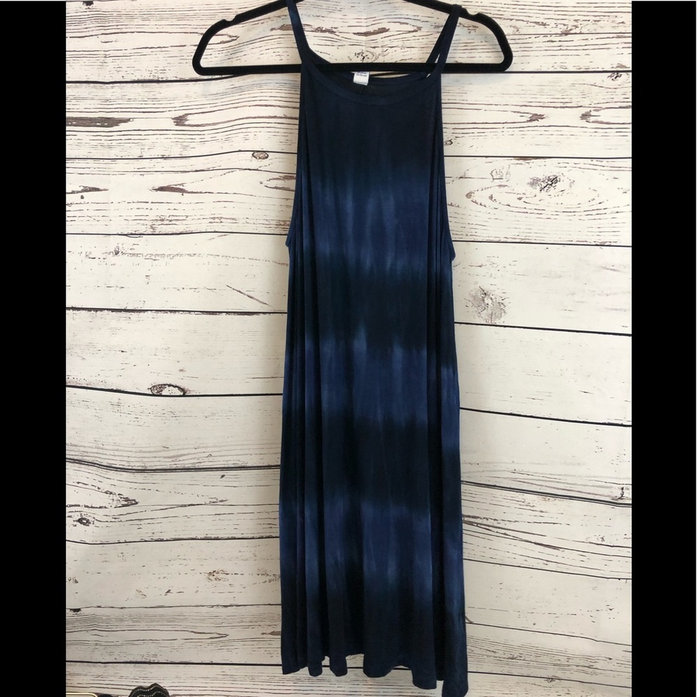 Navy Blue tie dye mid size dress